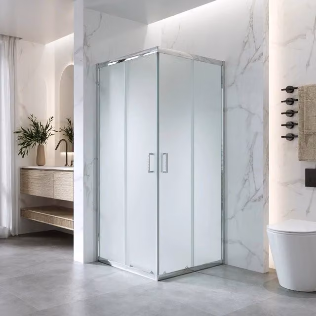 Box Doccia Angolare Kiro con Vetro Opaco Scorrevole L/P/H: 70 x 70 x 185 cm