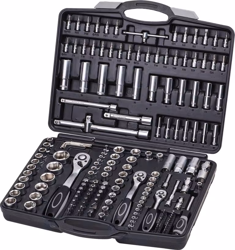 Set di chiavi a bussola WGB 3983 1/4" + 3/8" + 1/2" con cricchetti reversibili 171 pezzi