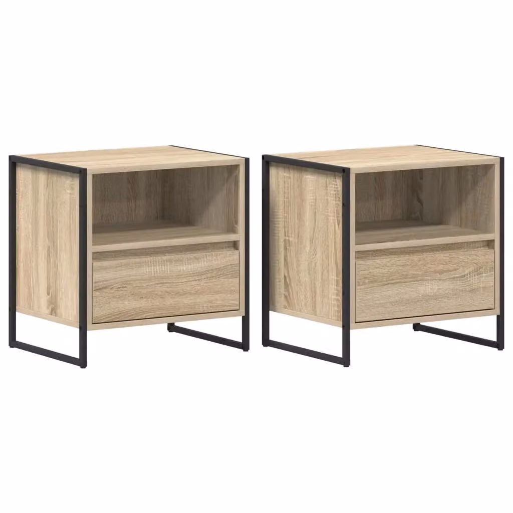 Set di 2 comodini vidaXL in stile industrial color beige con finitura opaca, L/P/H: 50 x 39,5 x 50 cm – 2