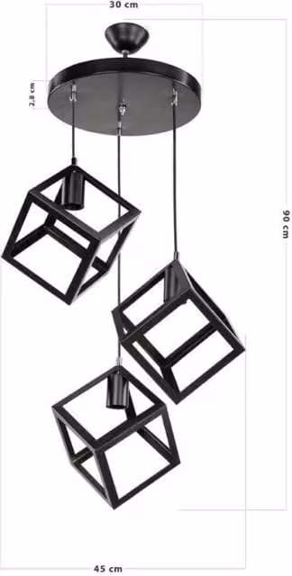 Lampada a sospensione Agatha MDL3790 Effezeta Italia in metallo nero con 3 cubi