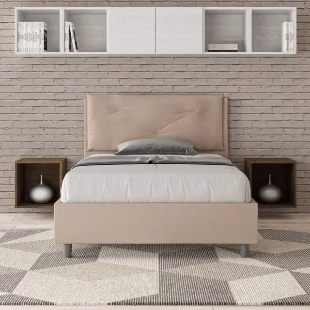 Letto imbottito Ityhome in similpelle beige L/P/H: 120 x 200 cm