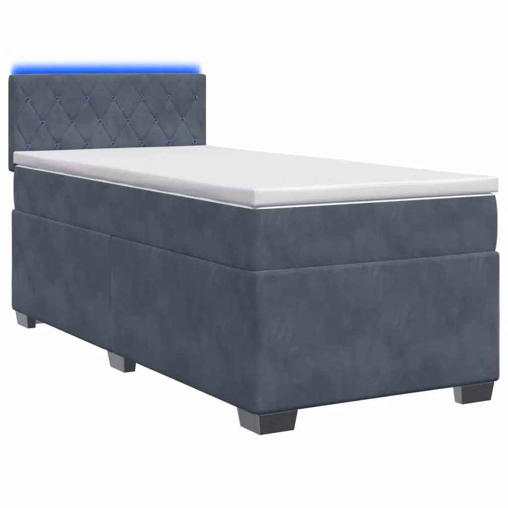 Letto con Box Spring, Materasso Ibrido e LED vidaXL, Grigio, L/P: 90 x 190 cm – 2