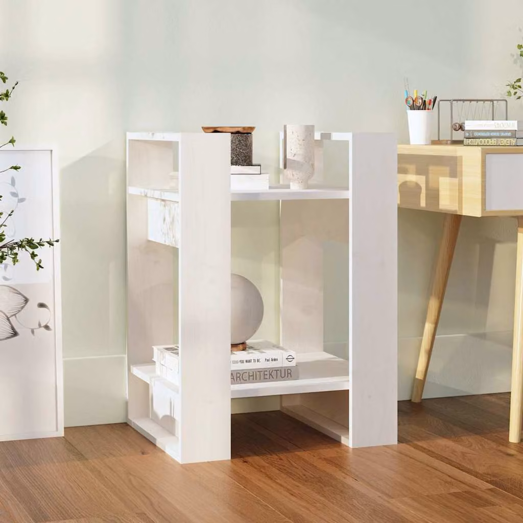 Libreria divisorio vidaXL in legno massello di pino bianco L 41 cm, P 35 cm, H 57 cm