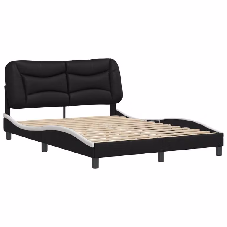 Giroletto senza Materasso Hvar Nero e Bianco 120x200 cm in Pelle finta