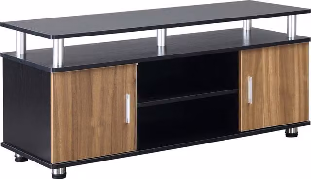 Mobile Porta TV HOMCOM Moderno in Legno e Metallo Marrone con Armadietti e Ripiani, L/P/H: 120 x 40 x 52.2 cm