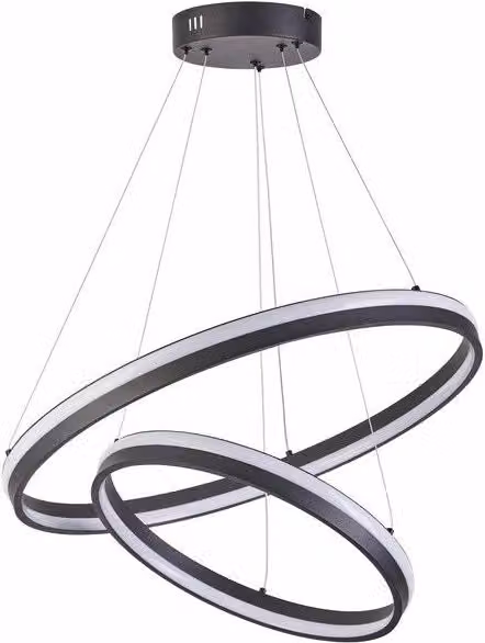 Lampadario LED Reality Proxima 2 anelli nero Ø60 64W