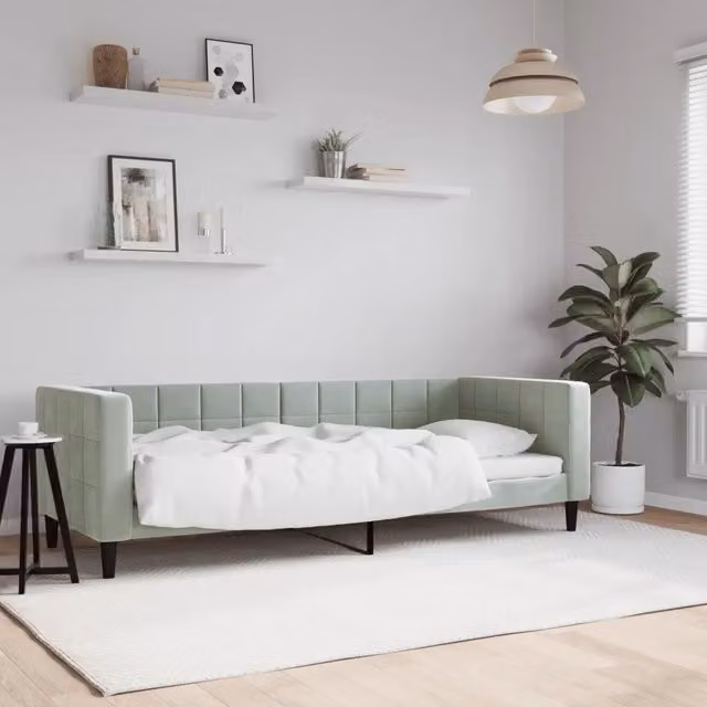 Letto da giorno moderno vidaXL in velluto grigio per camera da letto o soggiorno – 1