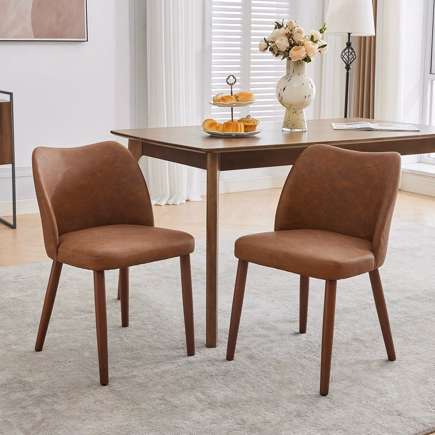 Set di 2 sedie da pranzo verdi, con schienale ergonomico e design classico