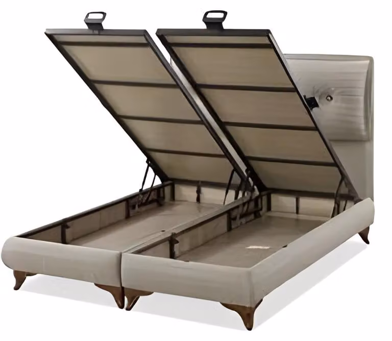 Elegantes weißes Bett aus Holz und Textil im modernen Design