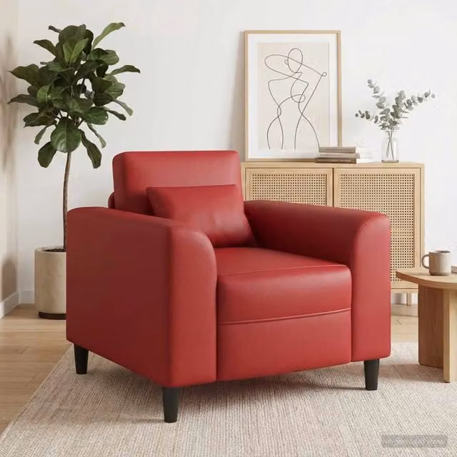 Divano Sedia-Poltrona Rosso Vino Similpelle