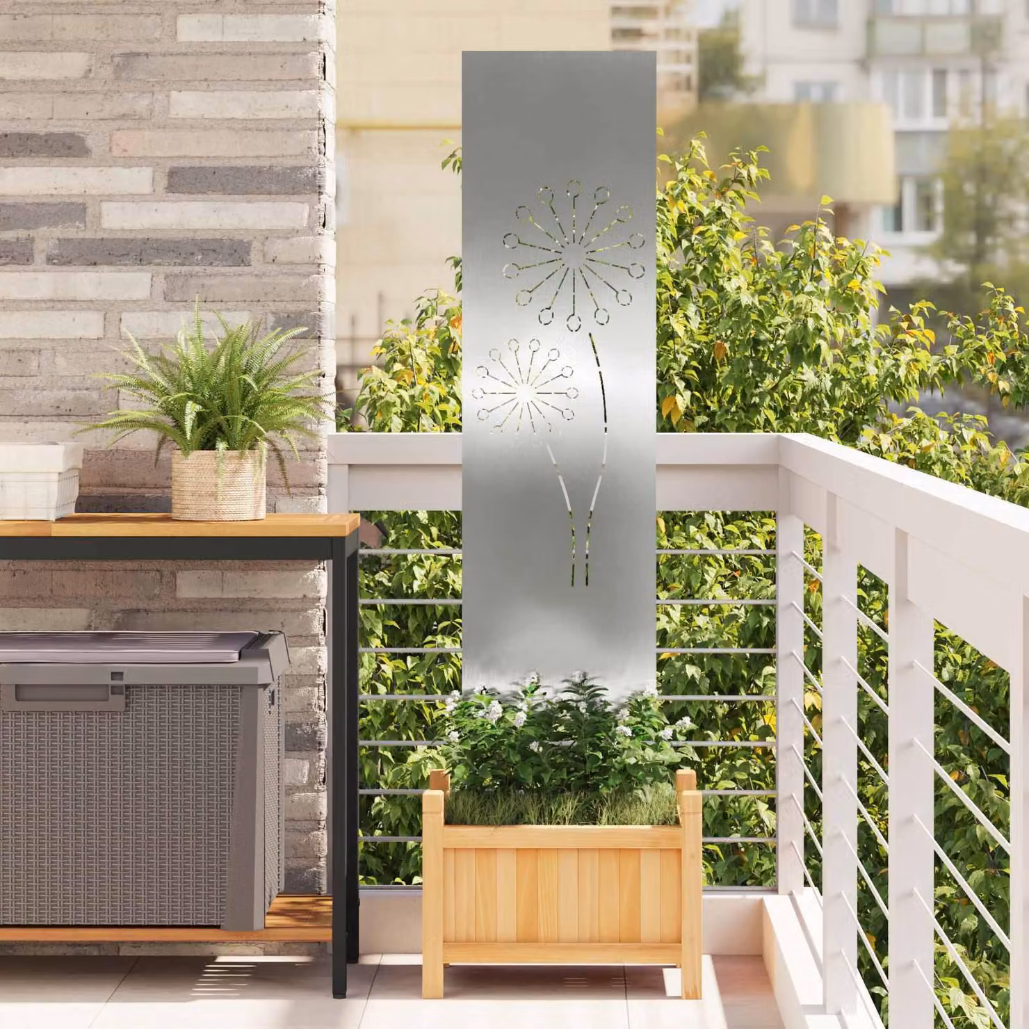 Schermo per privacy in giardino Traforo Argento 32 x 140 cm