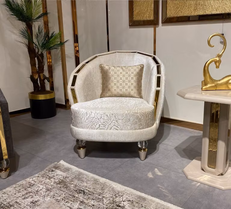 Sessel 1 Sitzer Wohnzimmer Textil Lounge Polster Luxus Sitz Relax