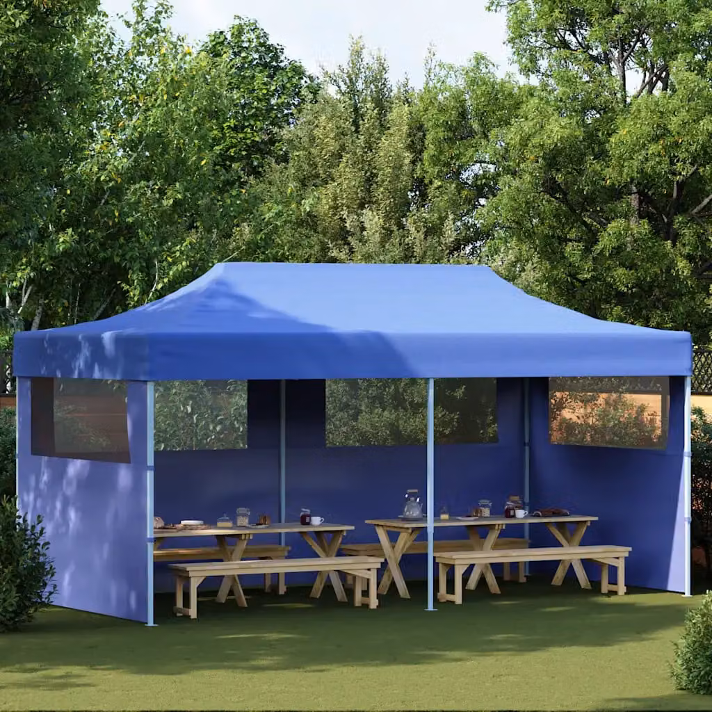 vidaXL Tenda per Feste Pop-up Pieghevole Blu con Finestra in Poliestere e Acciaio L: 6 m, P: 3 m, H: 2,91 m – 1