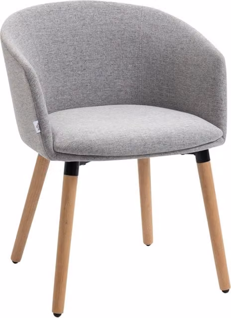 Sedia da Pranzo Imbottita Minimal in Tessuto Grigio con Gambe in Legno di Faggio L: 57 cm, P: 56 cm, H: 72 cm