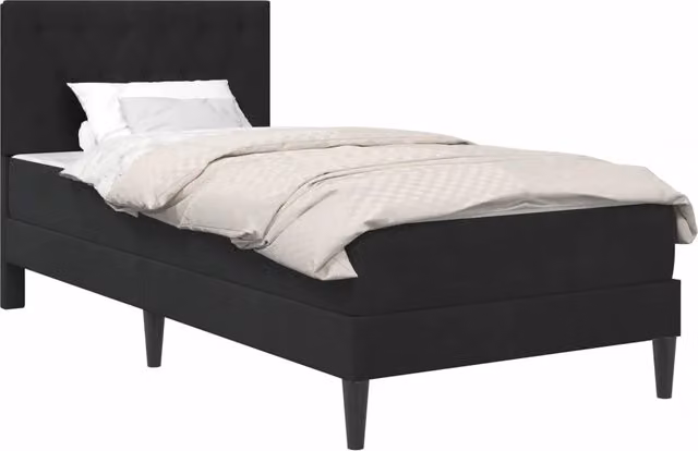 Letto singolo | Letto per adulti | Struttura letto con materasso Nero 100 x 200 cm Velluto