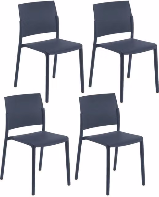 Set 4 Sedie 55x52,5xH81 cm in Polipropilene Venus Grigio Scuro