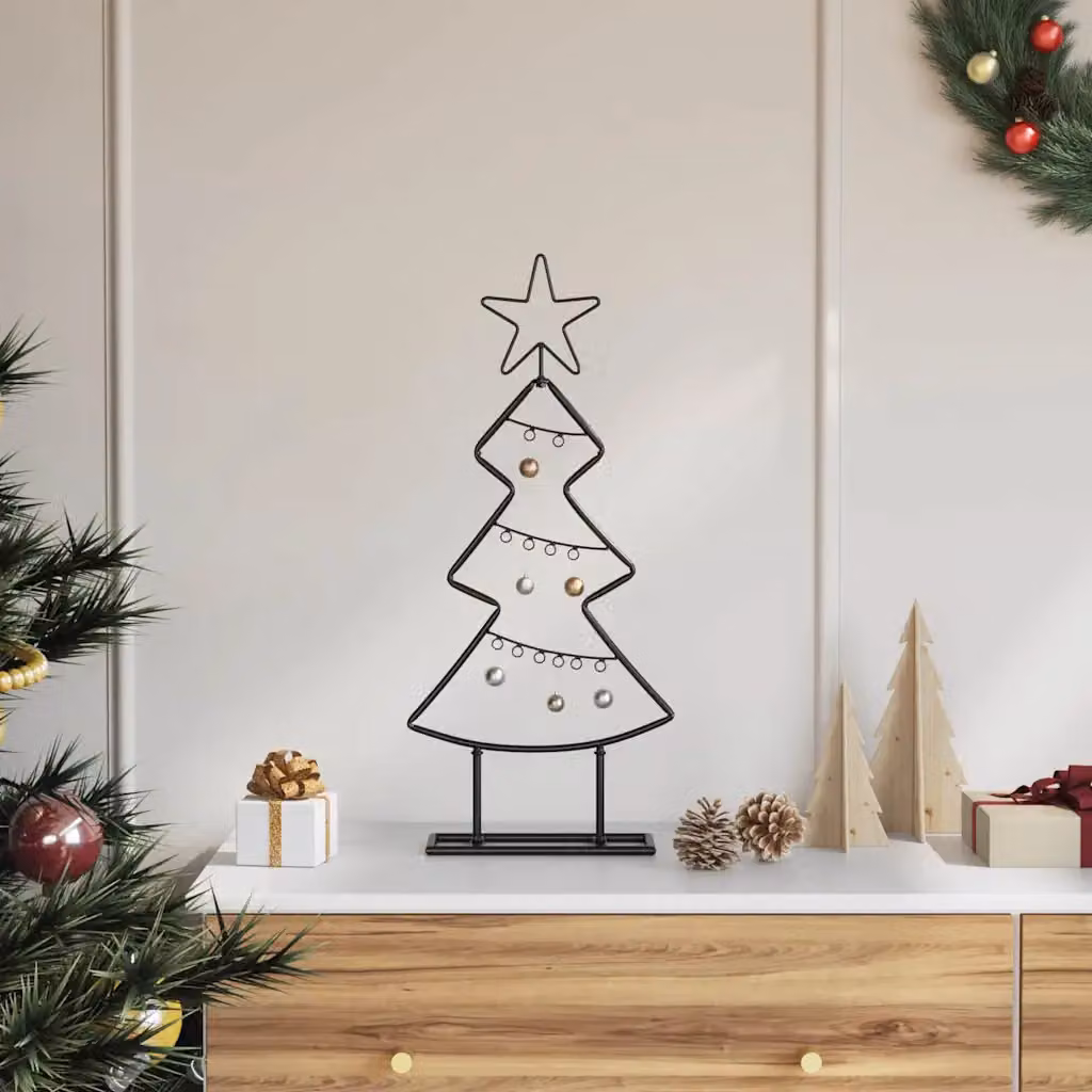 Albero di Natale da tavolo vidaXL in metallo nero, altezza: 60 cm