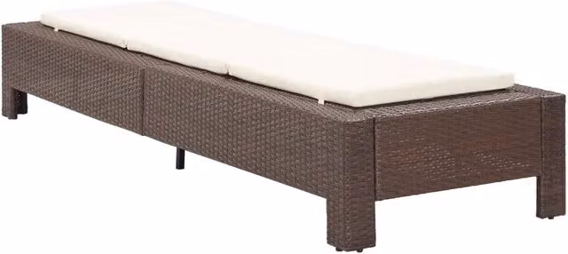 Lettino Prendisole | Sdraio da giardino | Lettino da sole con Cuscino Marrone in Polyrattan