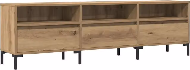 Mobile TV rovere artigianale con grande spazio portaoggetti soggiorno 150 x 30 x 44 cm in legno multistrato rovere 02_0051071