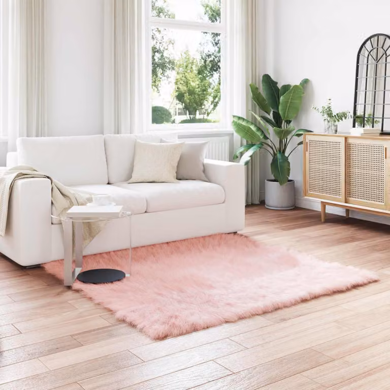 Tappeto moderno vidaXL in poliestere rosa, forma quadrata, 160 x 160 cm