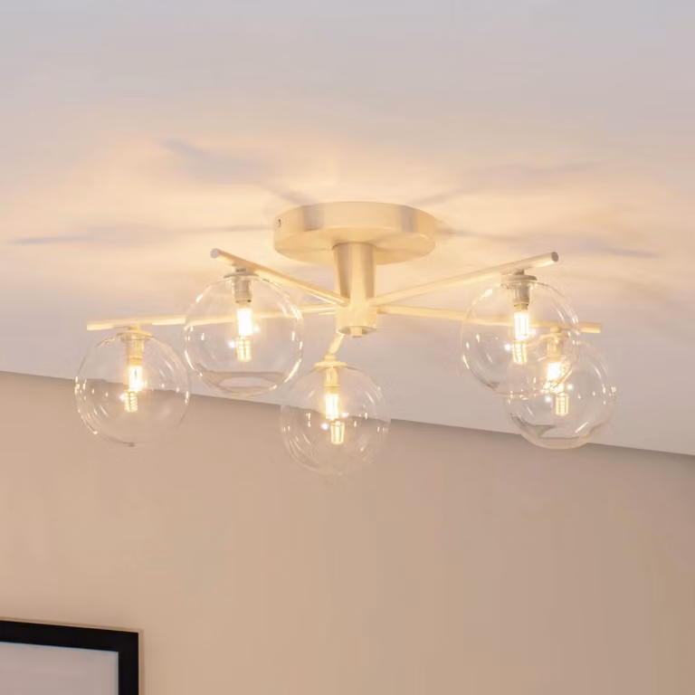 Plafoniera soffitto Prato Jupiter, dimmerabile, Crema / Ambra, Soggiorno / Sala da pranzo, Metallo, Plafoniera