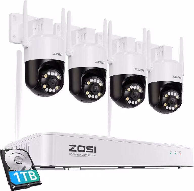 Sistema di sicurezza con telecamera di sorveglianza, 8MP ad alta risoluzione, rilevamento intelligente AI, 5MP 4PCS telecamere, 1T