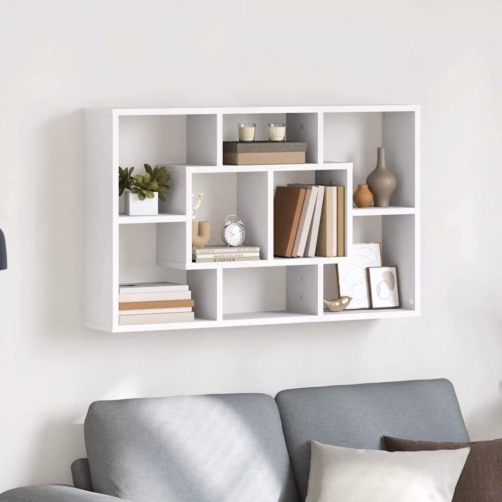 Scaffale a Parete Moderno vidaXL in Legno Multistrato e MDF Bianco Opaco L: 85 cm, P: 16 cm, H: 52,5 cm