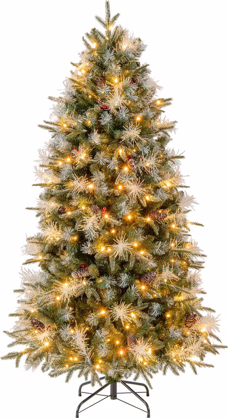 COSTWAY Albero di Natale artificiale da 180 cm, abete con 270 LED bianchi caldi, 8 modalità, 806 punte dei rami in PE, PVC e PET, albero di Natale artificiale