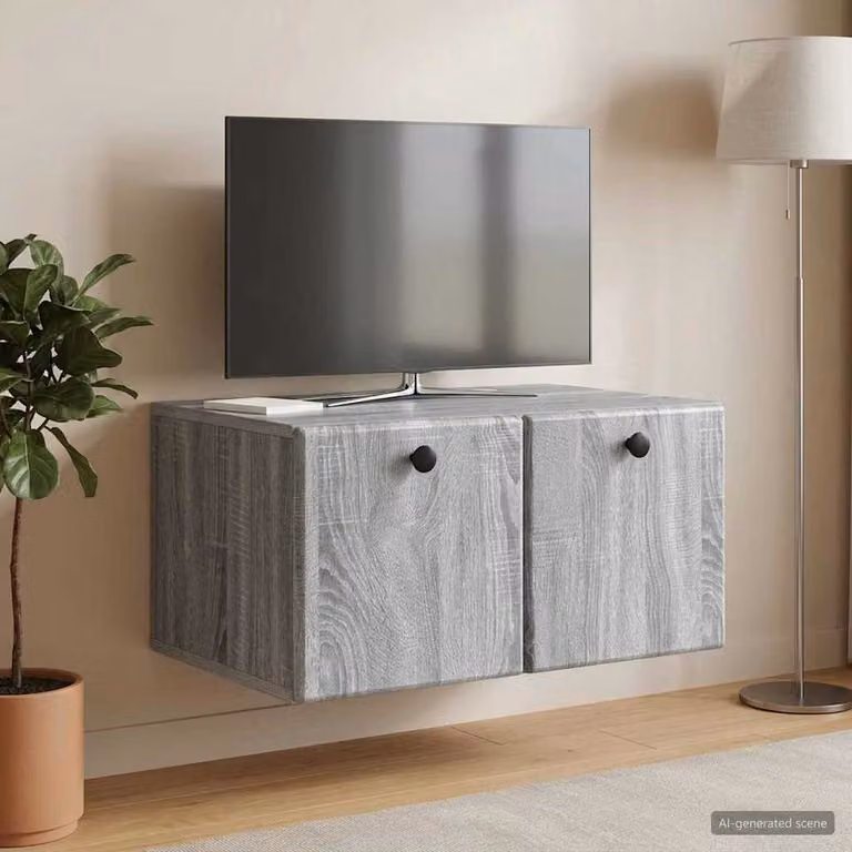 vidaXL Mobile Porta TV da Muro Moderno Grigio L: 59,5 cm, P: 41 cm, H: 30 cm