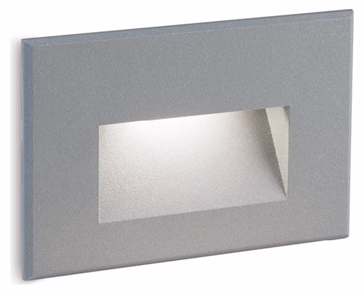Segnapasso In Alluminio Svasato Liscio Grigio Led 3 W 300 Lm 3000K Spina