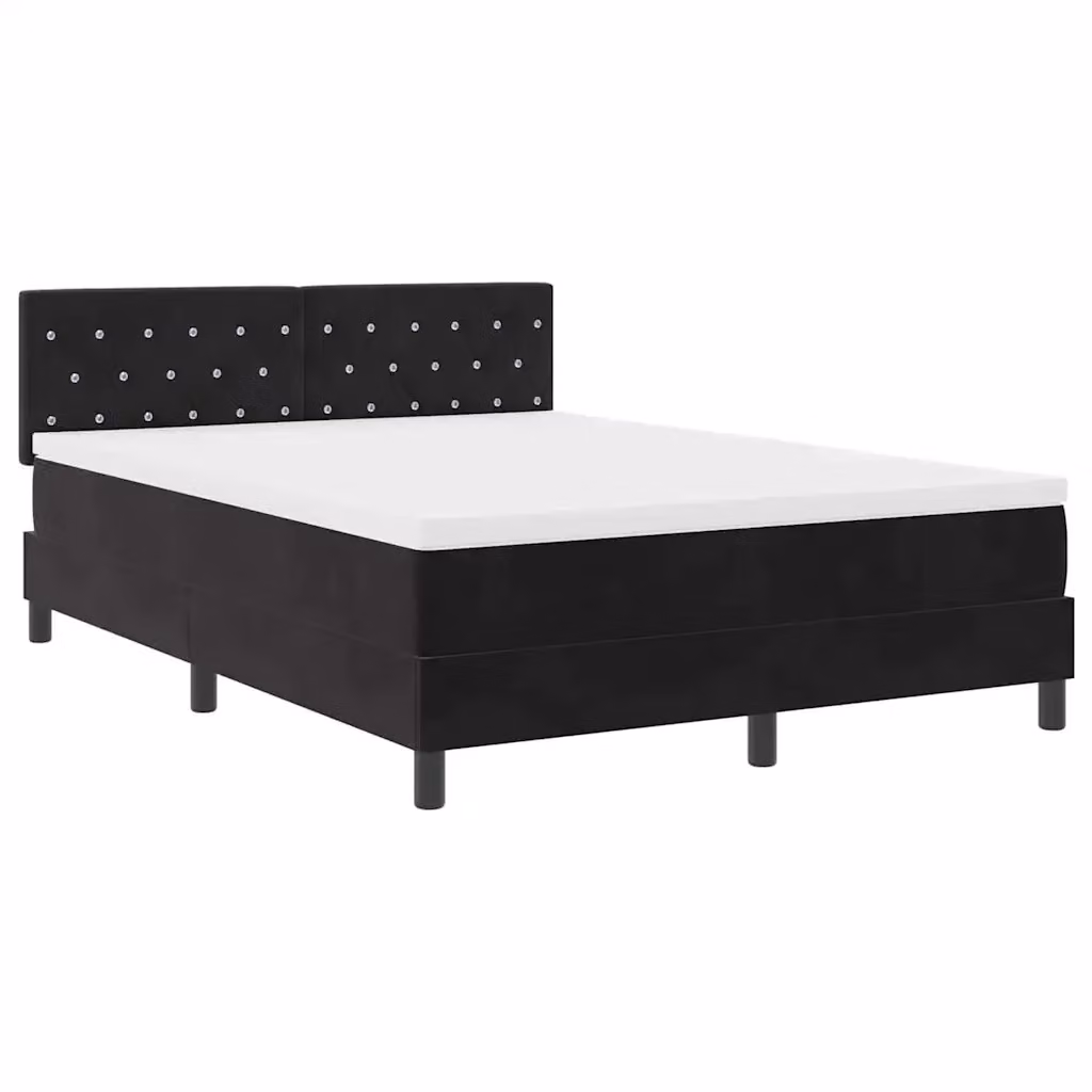 Letto a molle con illuminazione LED vidaXL in velluto nero L 140 x P 190 cm – 2