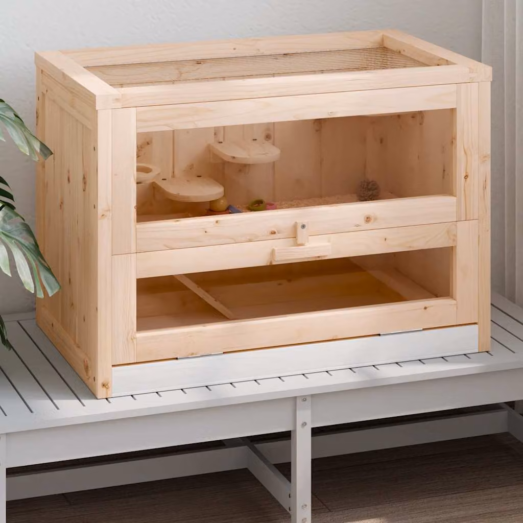 vidaXL Gabbia per Criceti 60x35,5x42 cm in Legno Massello di Abete