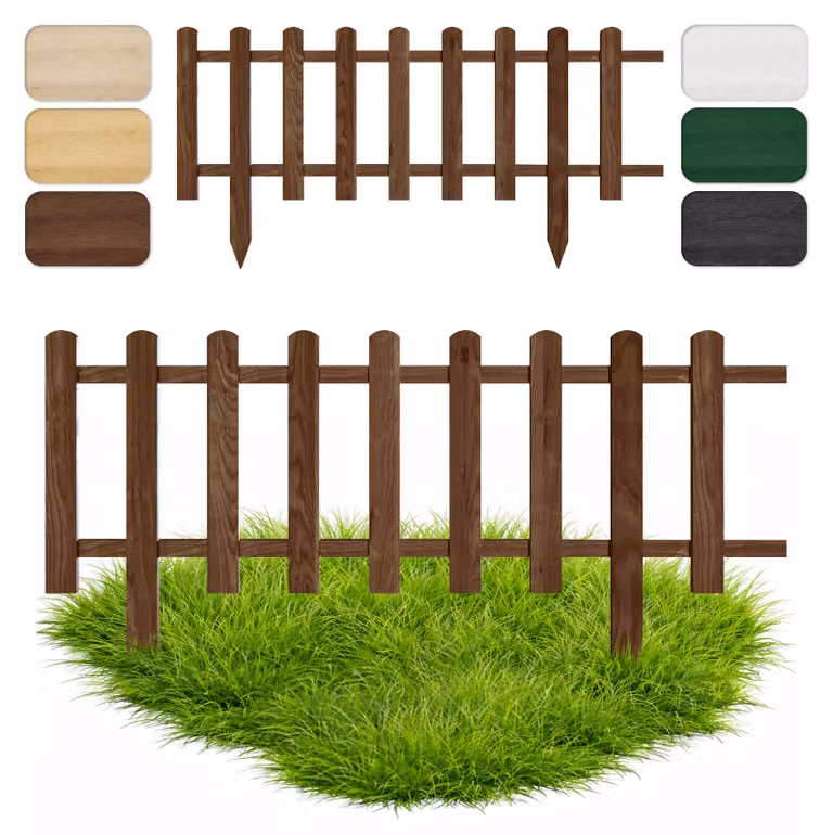 Floranica Staccionata per Giardino 20 cm x 100 cm Marrone Recinzione decorativa Steccato in Legno di Pino impregnato