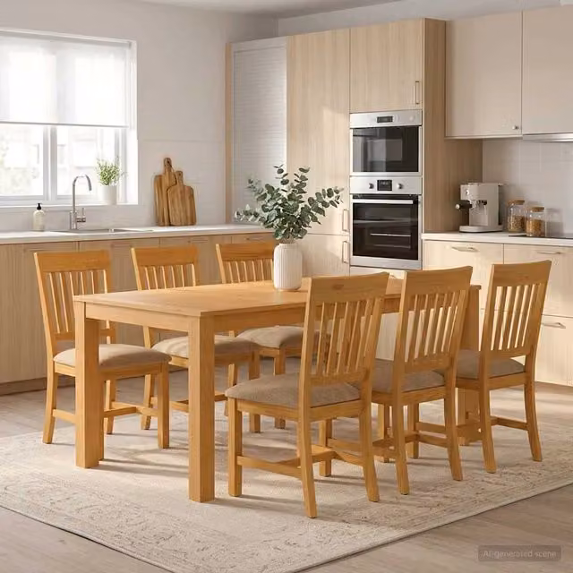 Set da pranzo moderno vidaXL in legno di quercia beige composto da tavolo rettangolare e 6 sedie