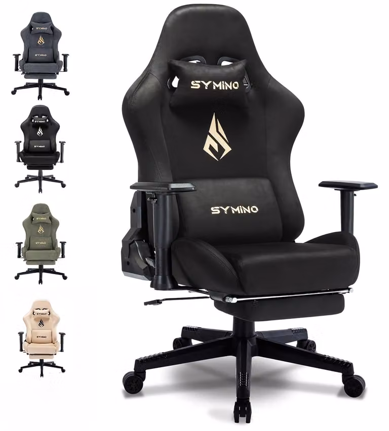 Sedia ergonomica da gaming - Sedia da ufficio - Sedia da gaming - Sedia da ufficio girevole - Con poggiapiedi e supporto lombare