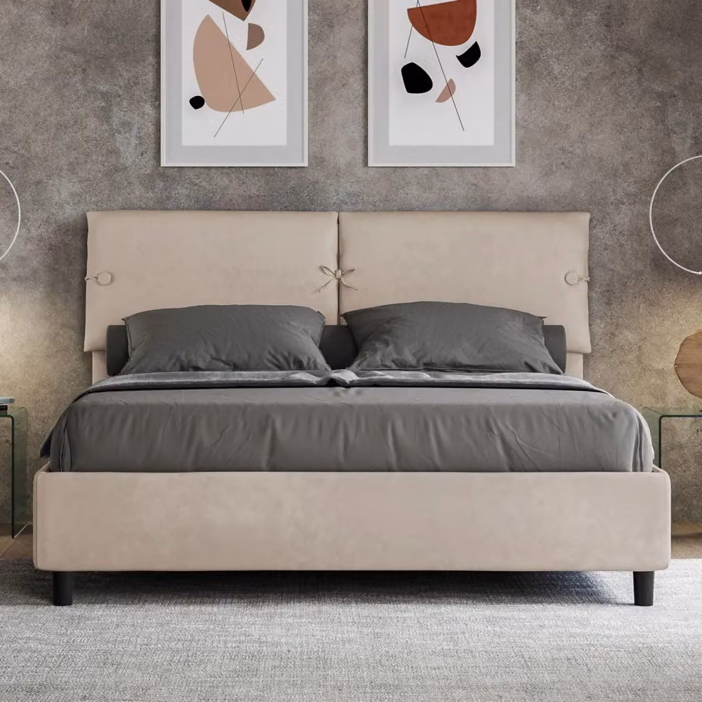 Letto Matrimoniale Sleeper GIORDANOSHOP con Contenitore e Rete, Colore Sabbia, L/P/H: 160 x 200 x 110 cm – 2
