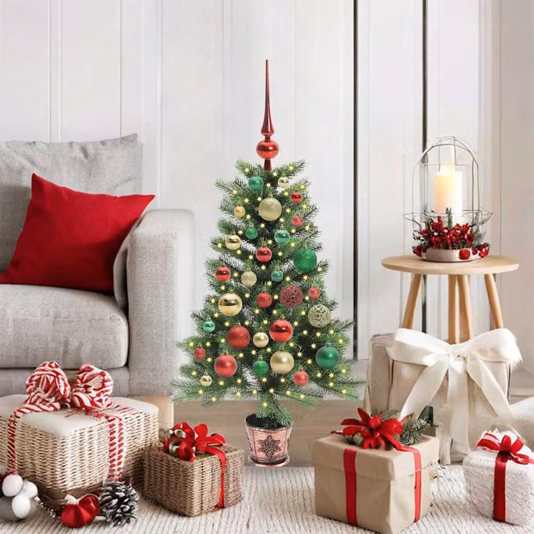 Maison Exclusive - Albero di Natale con 150 luci LED, base inclusa, colore verde, altezza 90 cm, materiale: polietilene