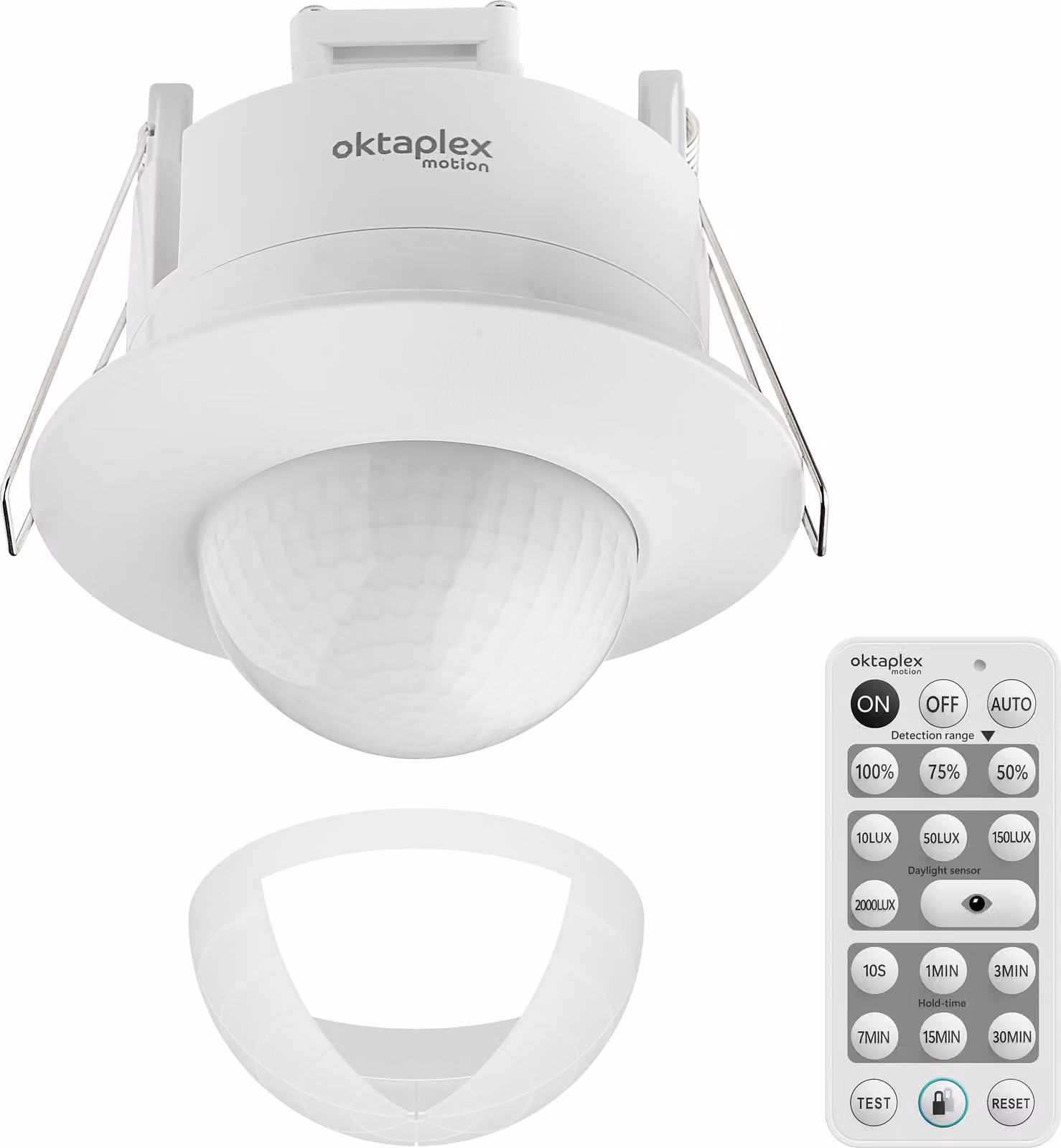 Oktaplex rilevatore di presenza da incasso rilevatore di movimento a infrarossi a 360° per interni da incasso 230V LED bianco adatto