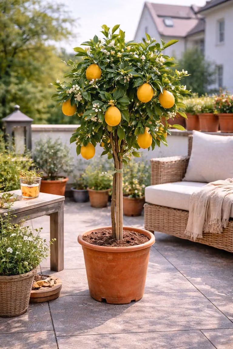 Albero di limone Zagara Bianca 100–140 cm – Citrus limon, fiori profumati, frutti commestibili, pianta mediterranea da vaso, resistente al freddo con alcune limitazioni