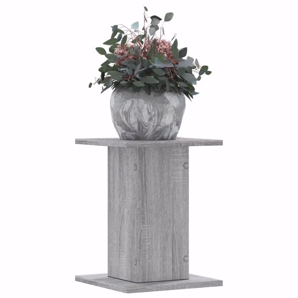 Set di 2 supporti per piante vidaXL in legno MDF, colore grigio, L 30 cm x P 30 cm x H 40 cm