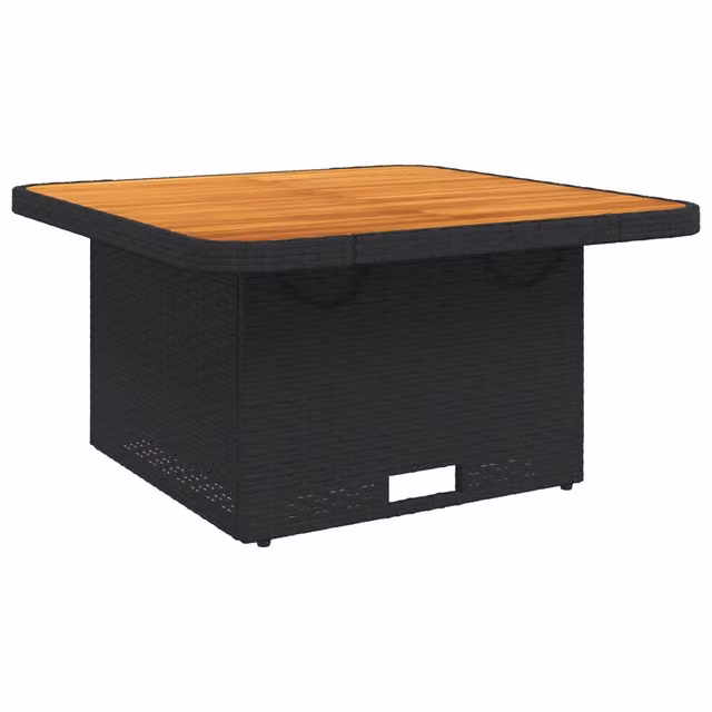 Tavolo da Giardino | Tavolino da esterno Nero 80x80x71cm in Polyrattan e Legno Acacia