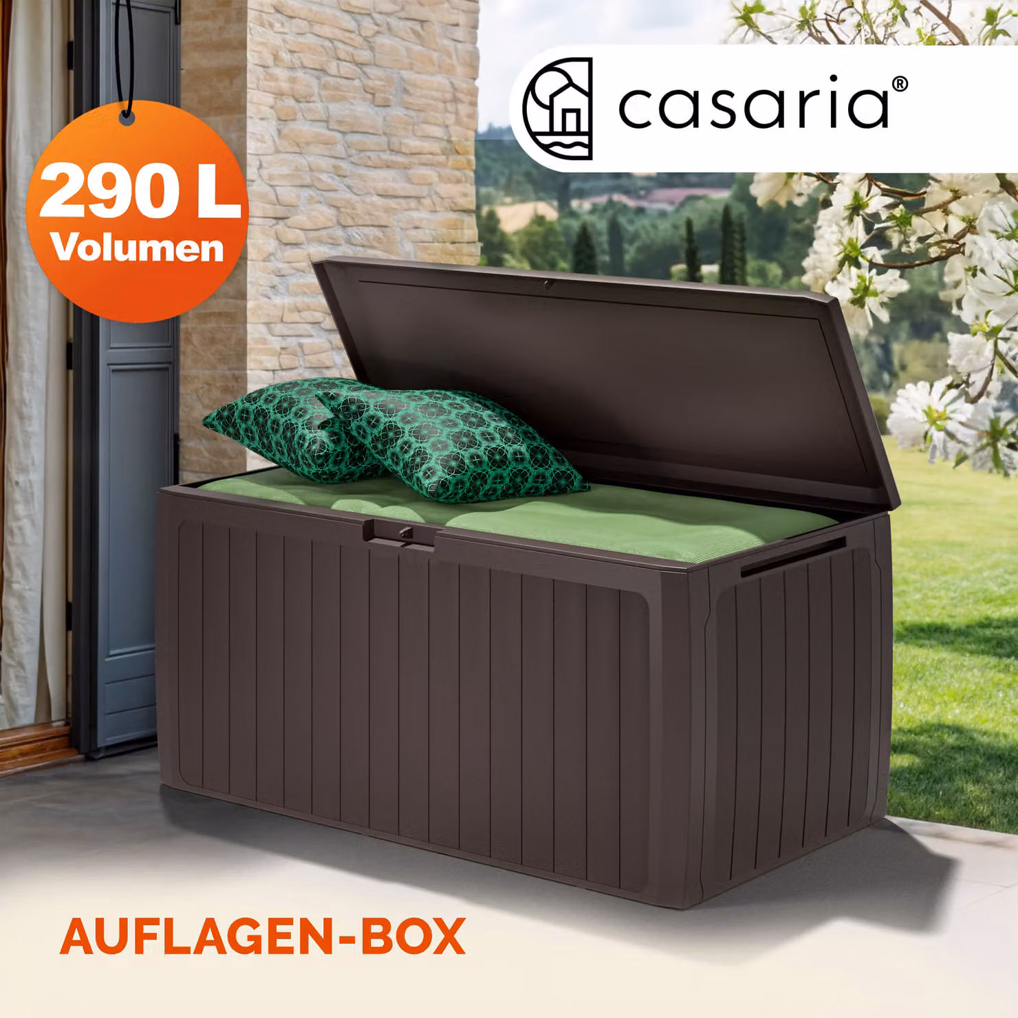Baule da giardino Board Plus Casaria marrone L: 116 cm, P: 47 cm, H: 60 cm – 2
