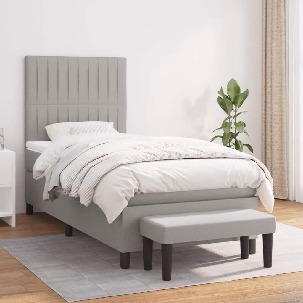 Maison Exclusive - Giroletto a Molle con Materasso Grigio Chiaro 90x190 cm Tessuto