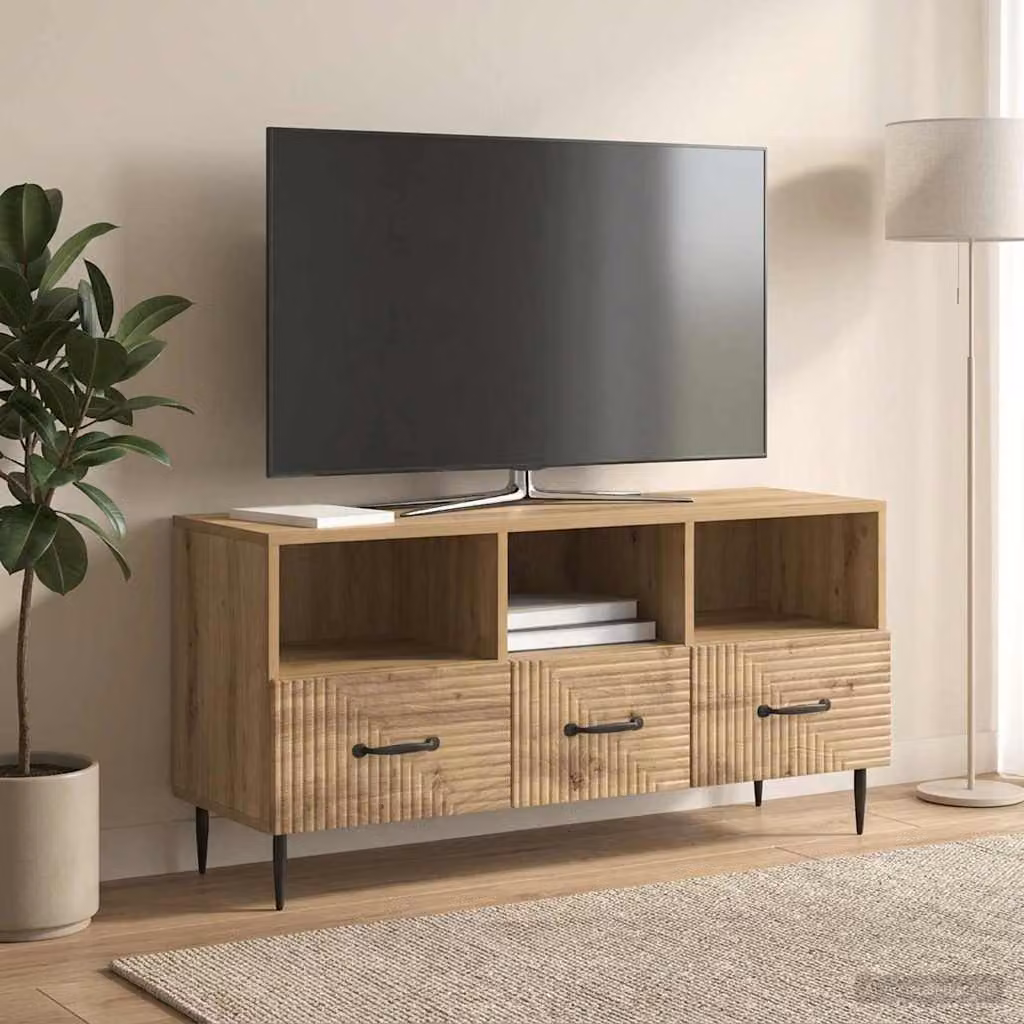 Mobile TV vidaXL in stile vintage, colore marrone rovere, L: 102 cm, P: 34,5 cm, H: 50 cm