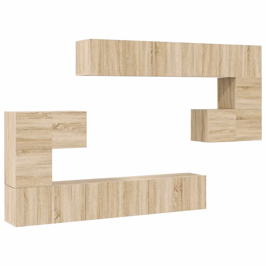 Set di mobili porta TV moderno vidaXL in legno multistrato color rovere, 10 pezzi – 2