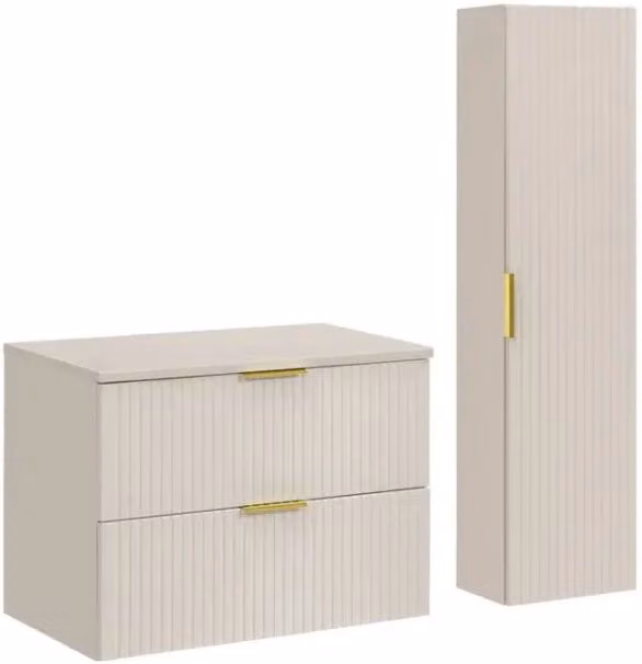 Set da bagno NOXERA 80 cm – Marrone congo – piano per lavabo + colonna