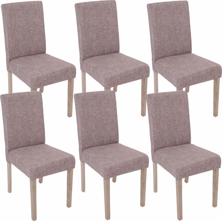 Set di 6 sedie da sala da pranzo classiche e intramontabili | A x L x P 90 x 43 x 56 cm | Altezza seduta 45 cm | Sedia da cucina | Tessuto | Struttura gambe - rovere | Grigio
