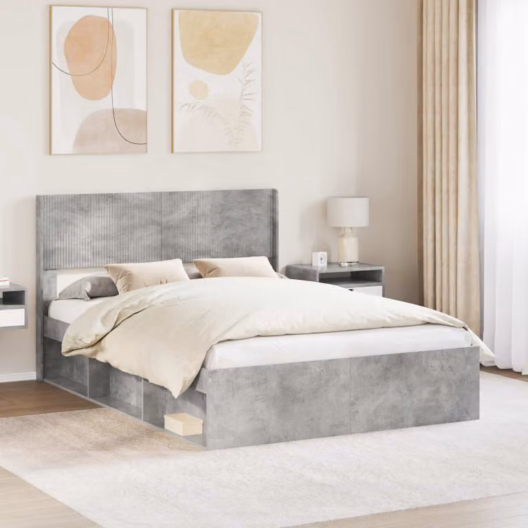 Testiera Letto Imbottita Moderna vidaXL in Tessuto Grigio L: 156.5 cm, H: 7.0 cm, P: 12.5 cm