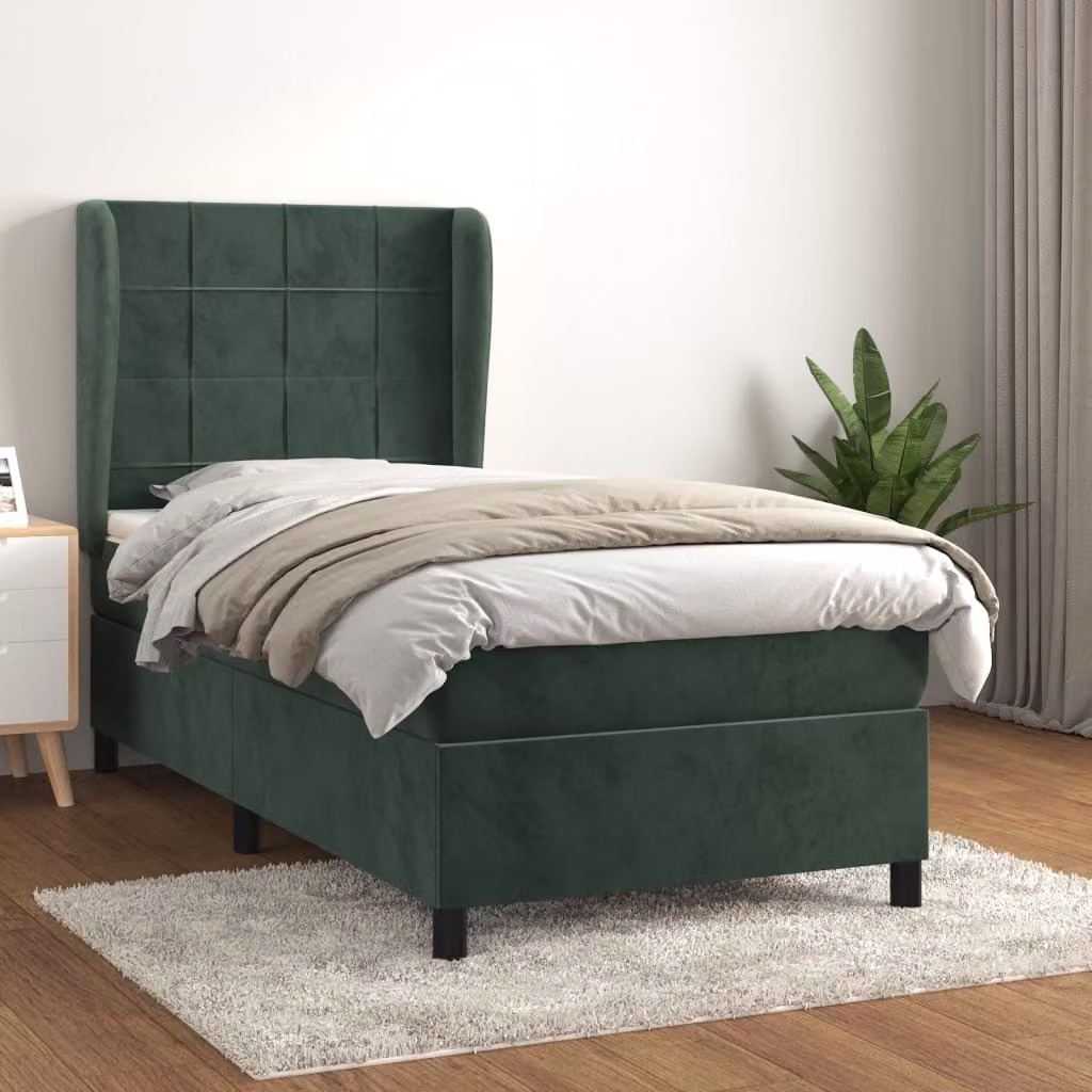 Maison Exclusive - Giroletto a Molle con Materasso Verde Scuro 90x200 cm Velluto