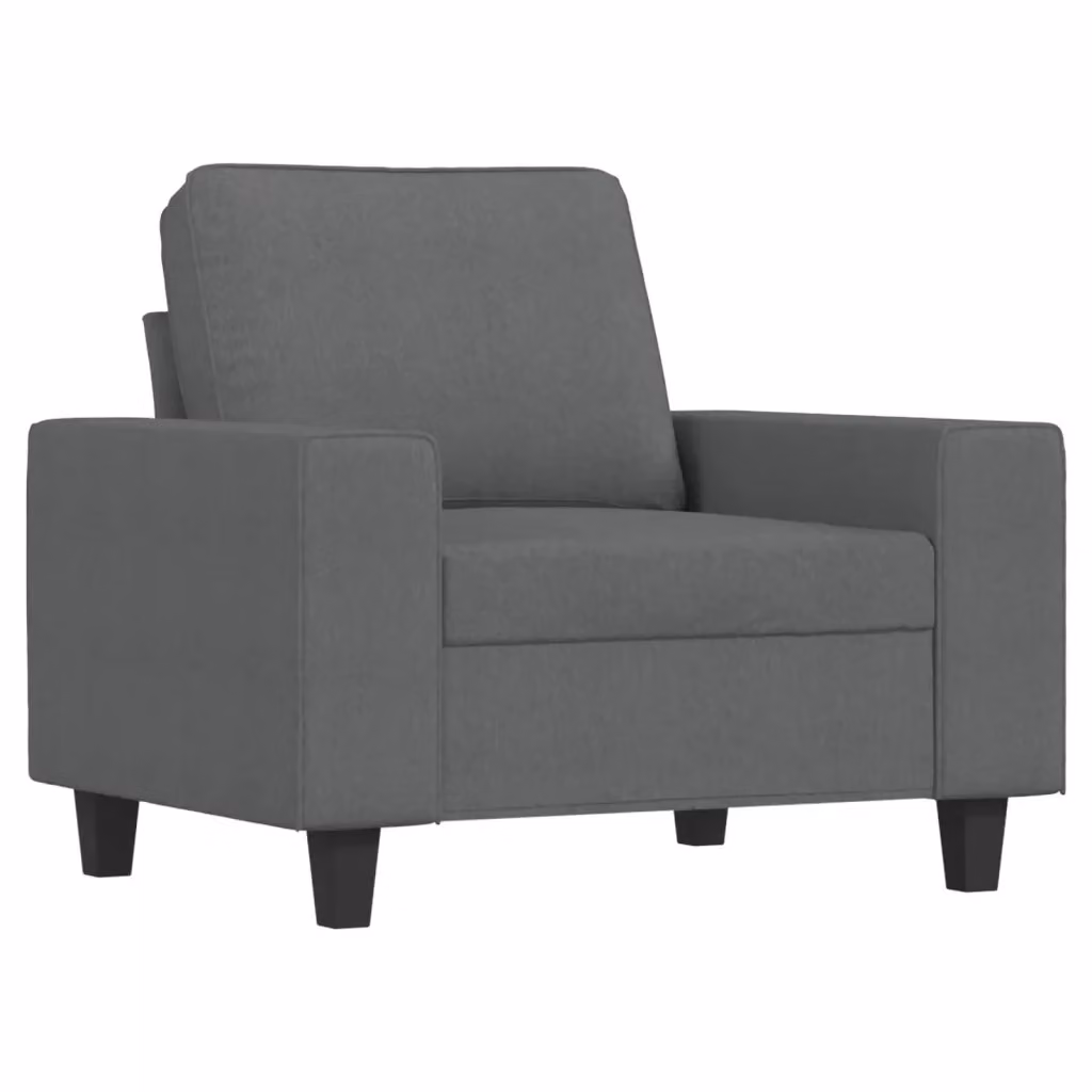 Poltrona moderna vidaXL in tessuto grigio con struttura in metallo e braccioli – 2